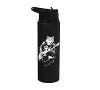 Funny Shiba Inu Guitar Stainless Steel Insulated Water Bottle
