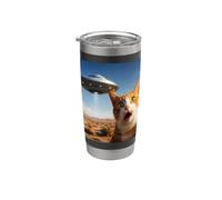 Funny Shocked Cat UFO Desert Alien Encounter Graphic Bicchiere termico in acciaio inox doppia parete