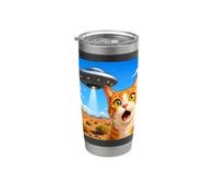 Funny Shocked Cat UFO Desert Alien Encounter Graphic Bicchiere termico in acciaio inox doppia parete
