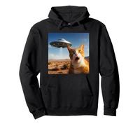 Funny Shocked Cat UFO Desert Alien Encounter Graphic Felpa con Cappuccio