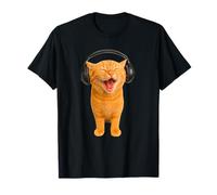 Funny Silly Cat with Headphones Singing Cat Meme Karaoke Maglietta