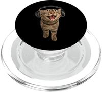 Funny Silly Cat With Headphones Singing Cat Meme Karaoke PopSockets PopGrip per MagSafe
