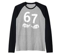 Funny Six Seven 6 7 Meme Gen Alpha Slang 6 7 Hands Maglia con Maniche Raglan
