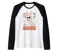 Funny Six Seven Easter Eggs Bunny 67 Bruh 6 7 Bambini Ragazzo Ragazze Maglia con Maniche Raglan