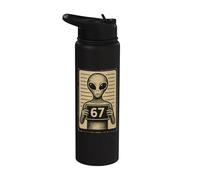 Funny Six Seven Meme 67 Alien Mugshot Virale Tendenza Internet Stainless Steel Insulated Water Bottle