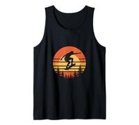 Funny Skateboarder Tramonto Silhouette Retro Vintage Canotta