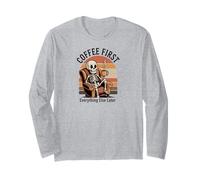 Funny Skeleton Coffee Lover Morning Cafe Mood Maglia a Manica