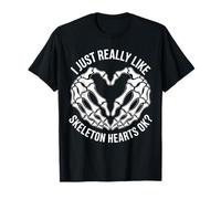 Funny Skeleton Heart Hands Halloween Love Meme Maglietta