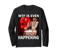 Funny Skeleton Meme Cosa Sta succedendo Maglia a Manica