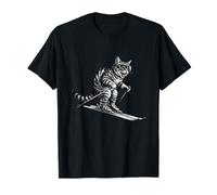 Funny Skiing Cat for Skiers And Cat Lovers Maglietta
