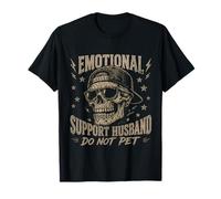 Funny Skull Emotional Support Husband Do Not Pet Mens Maglietta