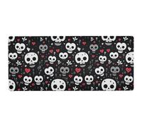 Funny Skull Heart Black Cool Gamer Mouse pad per Scrivere Cool Grande Tappetino per Mouse 80 x 30 cm