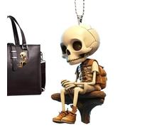 Funny Skull Pendant - Car Hangable Charm, Small Size Ornament, Gothic Rearv