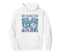 Funny Sleep Quote Life Is Better in Pajamas GNOME Mom & Dad Felpa con Cappuccio