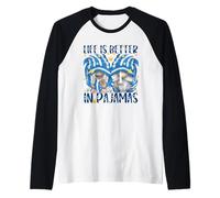 Funny Sleep Quote Life Is Better in Pajamas GNOME Mom & Dad Maglia con Maniche Raglan