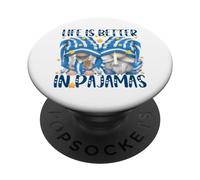 Funny Sleep Quote Life Is Better In Pajamas Gnome Mom & Dad PopSockets PopGrip Adesivo