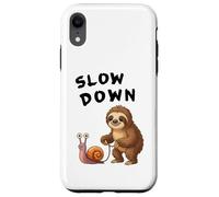 Funny Sloth And Snail Hilarious Slow Down Sloth Meme Custodia per iPhone XR