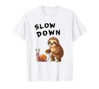 Funny Sloth And Snail Hilarious Slow Down Sloth Meme Maglietta