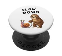 Funny Sloth And Snail Hilarious Slow Down Sloth Meme PopSockets PopGrip Adesivo