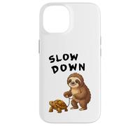 Funny Sloth And Turtle Hilarious Slow Down Sloth Meme Custodia per iPhone 14