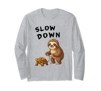 Funny Sloth And Turtle Hilarious Slow Down Sloth Meme Maglia a Manica