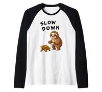 Funny Sloth And Turtle Hilarious Slow Down Sloth Meme Maglia con Maniche Raglan