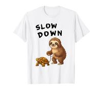 Funny Sloth And Turtle Hilarious Slow Down Sloth Meme Maglietta
