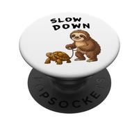 Funny Sloth And Turtle Hilarious Slow Down Sloth Meme PopSockets PopGrip Adesivo