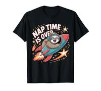 Funny Sloth Rocket Nap Time Is Over Space Cute Space Animal Maglietta