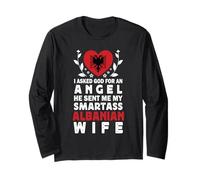Funny Smartass Albanian Wife Albania Flag Spouses Maglia a Manica