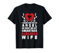 Funny Smartass Albanian Wife Albania Flag Spouses Maglietta