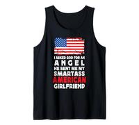 Funny Smartass American Girlfriend America USA Flag Heritage Canotta