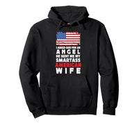 Funny Smartass American Wife America USA Flag Spouses Felpa con Cappuccio