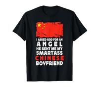 Funny Smartass Chinese Boyfriend China Flag Maglietta