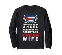 Funny Smartass Cuban Wife Cuba Flag Spouses Maglia a Manica