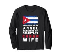 Funny Smartass Cuban Wife Cuba Flag Spouses Maglia a Manica