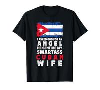 Funny Smartass Cuban Wife Cuba Flag Spouses Maglietta