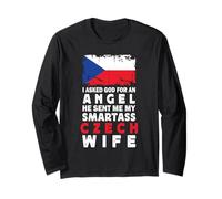 Funny Smartass Czech Wife Czech Republic Flag Spouses Maglia a Manica