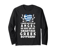 Funny Smartass Greek Boyfriend Greece Flag Maglia a Manica