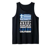 Funny Smartass Greek Girlfriend Greece Flag Canotta