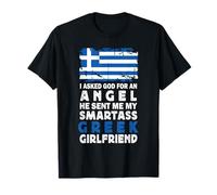 Funny Smartass Greek Girlfriend Greece Flag Maglietta