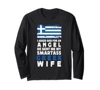 Funny Smartass Greek Wife Greece Flag Spouses Maglia a Manica