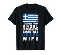 Funny Smartass Greek Wife Greece Flag Spouses Maglietta
