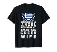 Funny Smartass Greek Wife Greece Flag Spouses Maglietta