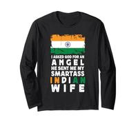 Funny Smartass Indian Wife India Flag Spouses Maglia a Manica