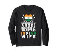 Funny Smartass Indian Wife India Flag Spouses Maglia a Manica
