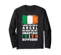 Funny Smartass Irish Boyfriend Ireland Flag Maglia a Manica