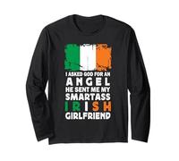 Funny Smartass Irish Girlfriend Ireland Flag Maglia a Manica
