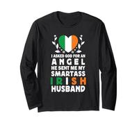 Funny Smartass Irish Husband Ireland Flag Spouses Maglia a Manica