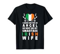 Funny Smartass Irish Wife Ireland Flag Spouses Maglietta